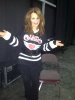 Nancy in the hockey jersey